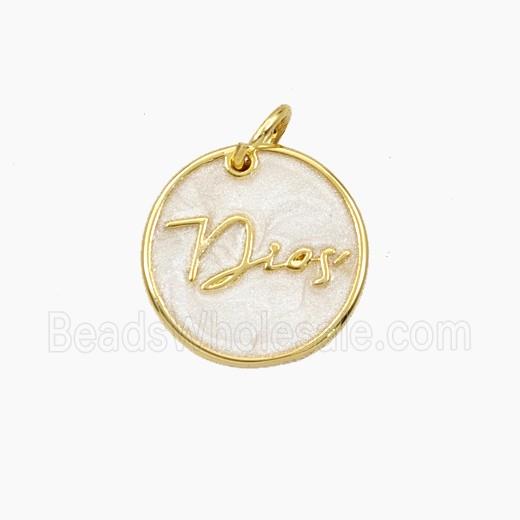 Copper Circle Pendant Dios Enamel Gold Plated