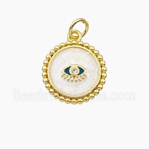 Copper Circle Pendant Eye Enamel Gold Plated