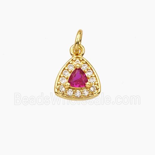 Copper Triangle Pendant Micropave Zirconia Gold Plated