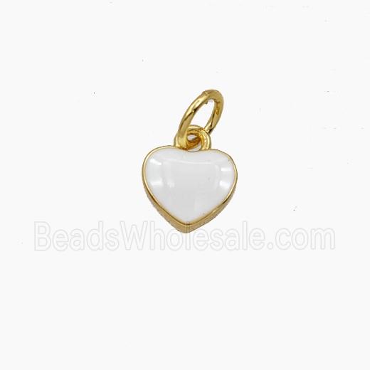 Copper Heart Pendant White Enamel Gold Plated