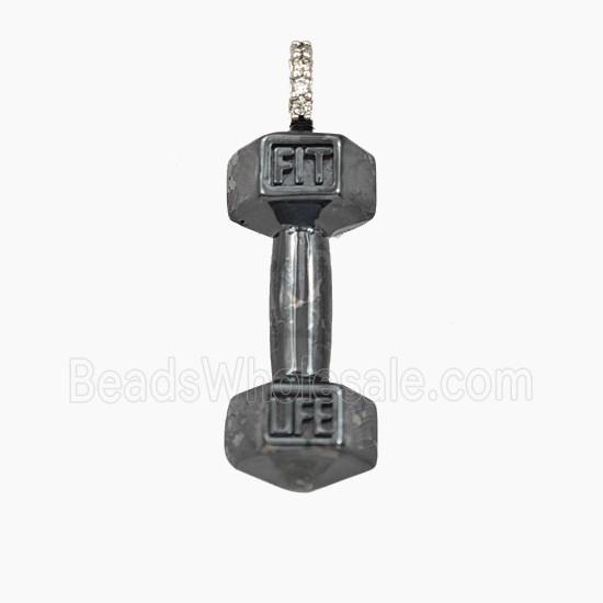 Dumbell Charms Copper Pendant Sports Black Plated