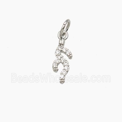 Copper Coral Branch Pendant Pave Zirconia Platinum Plated