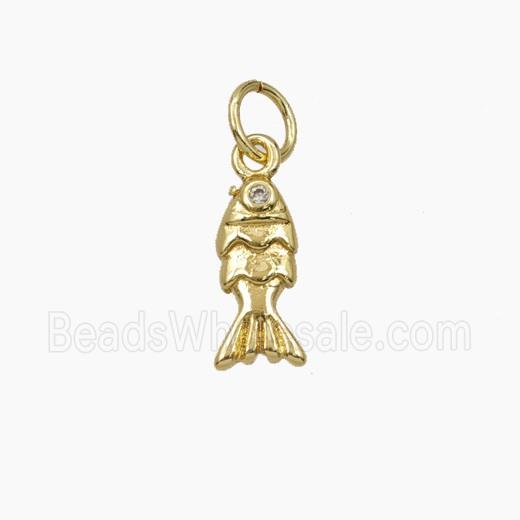 Copper Fish Pendant Pave Zirconia Gold Plated