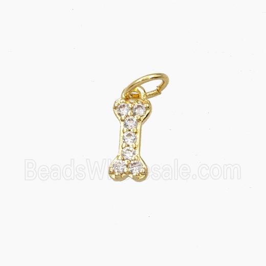 Copper Dogbone Pendant Pave Zirconia Gold Plated