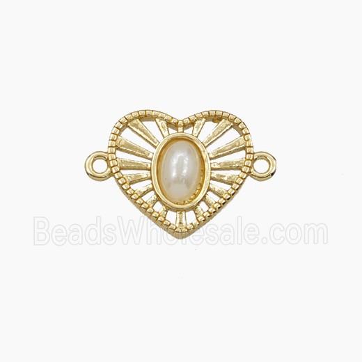 Copper Heart Connector Pave Resin Gold Plated