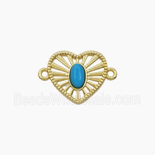 Copper Heart Connector Pave Resin Gold Plated