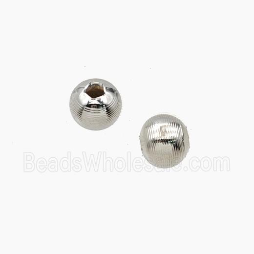 Copper Round Beads Ribbed Platinum Plated