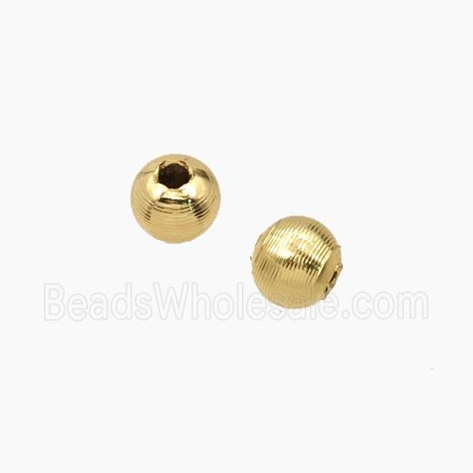 Copper Round Beads Ribbed Gold Plated