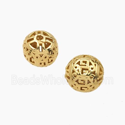 Copper Round Beads Hollow Gold Plated