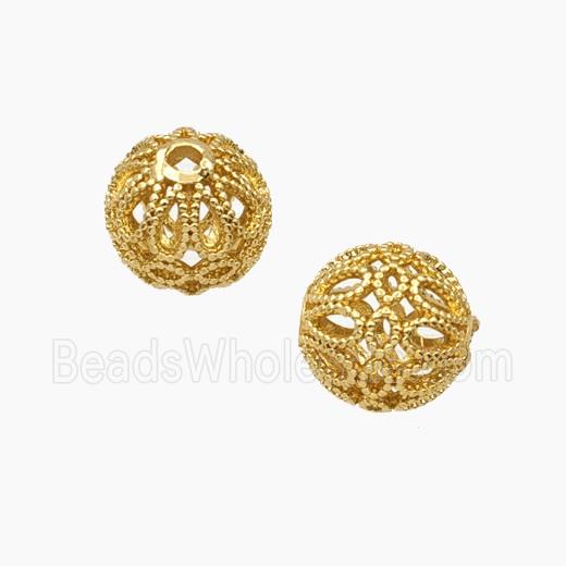 Copper Round Beads Hollow Gold Plated