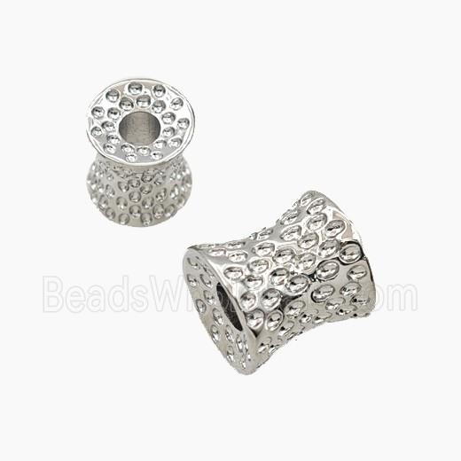 Copper Bamboo Beads Hammered Large Hole Platinum Plated