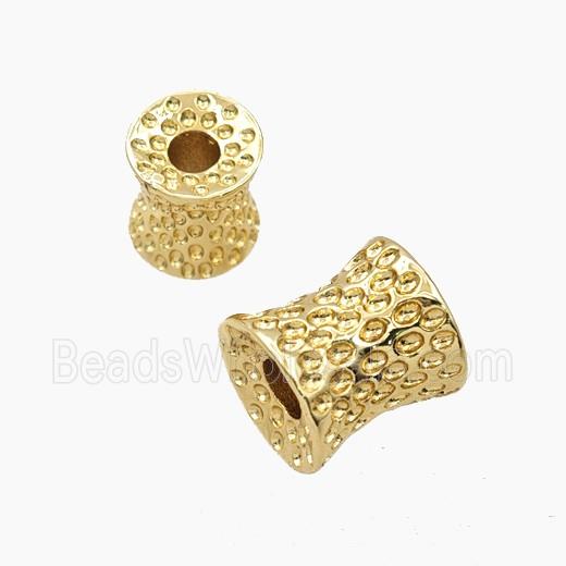Copper Bamboo Beads Hammered Large Hole Gold Plated