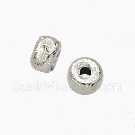 Copper Rondelle Beads Ribbed Platinum Plated