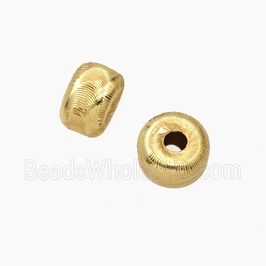 Copper Rondelle Beads Ribbed Gold Plated