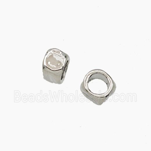 Copper Cube Beads Large Hole Platinum Plated