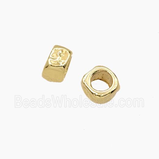 Copper Cube Beads Large Hole Gold Plated