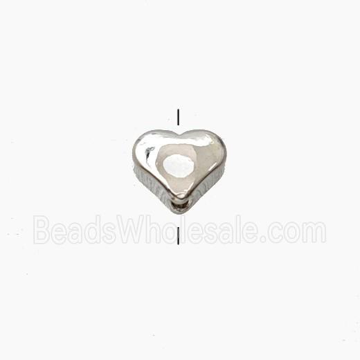 Copper Heart Beads Platinum Plated