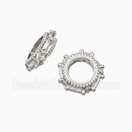 Copper Rings Beads Pave Zirconia Platinum Plated