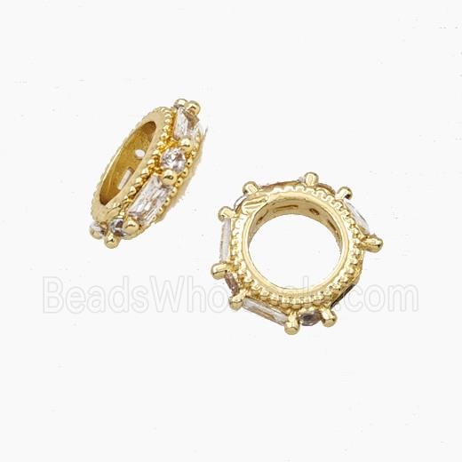 Copper Rings Beads Pave Zirconia Gold Plated