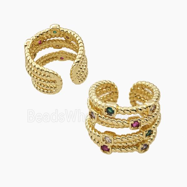 Copper Rings Micropave Zirconia Gold Plated