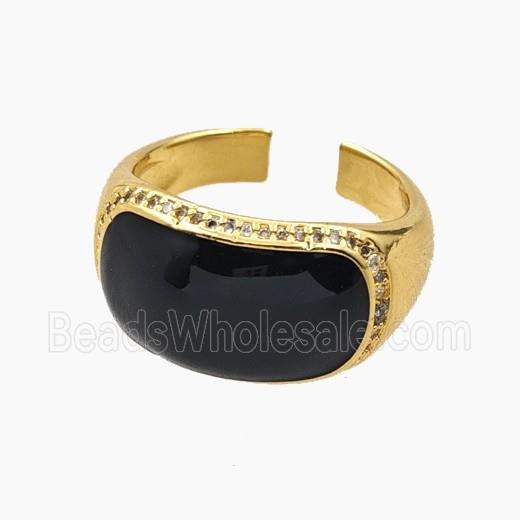 Copper Rings Black Enamel Gold Plated