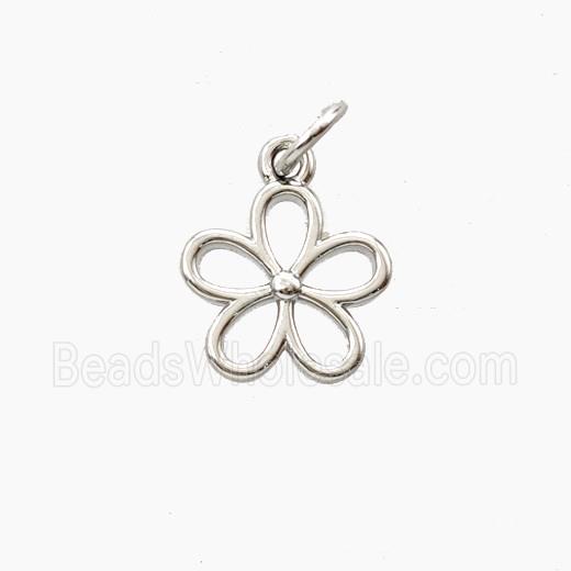 Copper Flower Pendant Platinum Plated