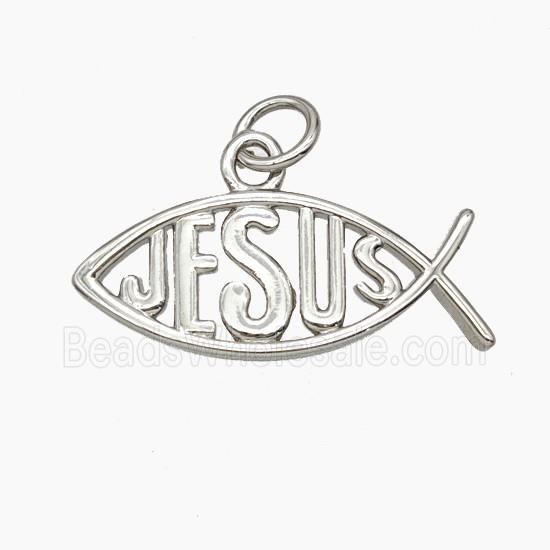 Copper Fish Pendant Jesus Platinum Plated