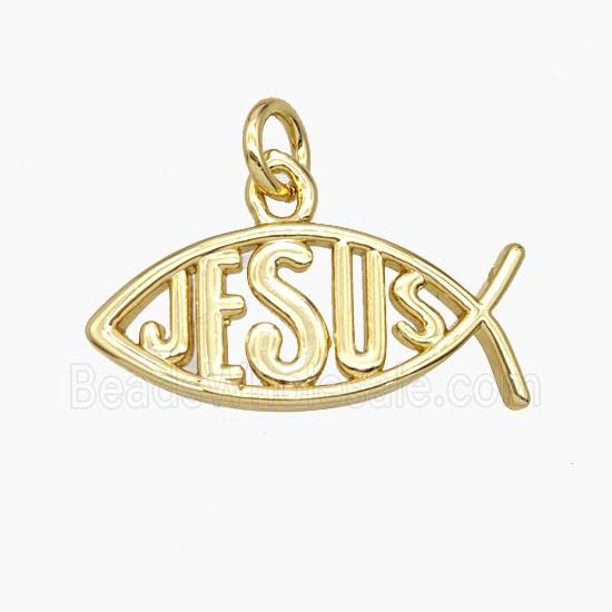 Copper Fish Pendant Jesus Gold Plated