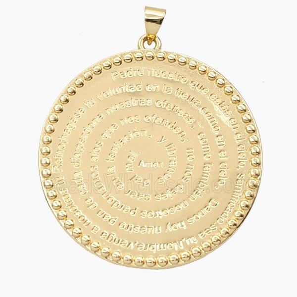 Father Prayer Charms Copper Pendant Gold Plated