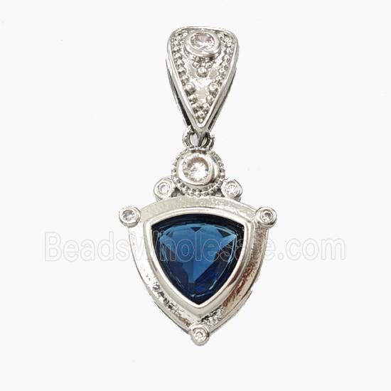 Copper Triangle Pendant Pave Crystal Glass Platinum Plated