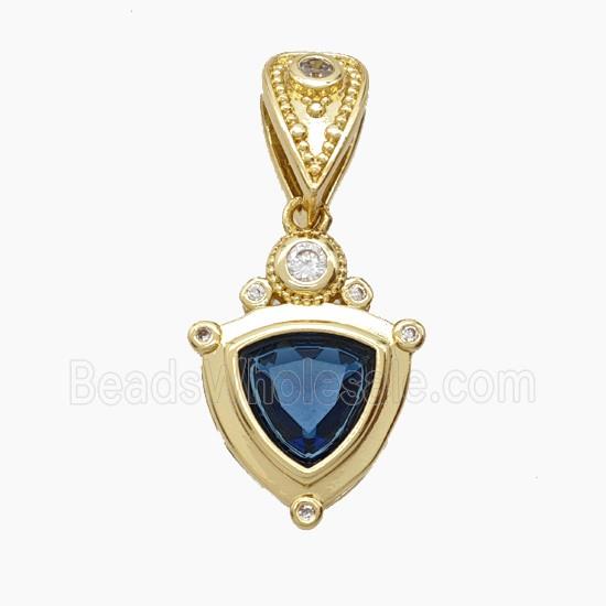 Copper Triangle Pendant Pave Crystal Glass Gold Plated