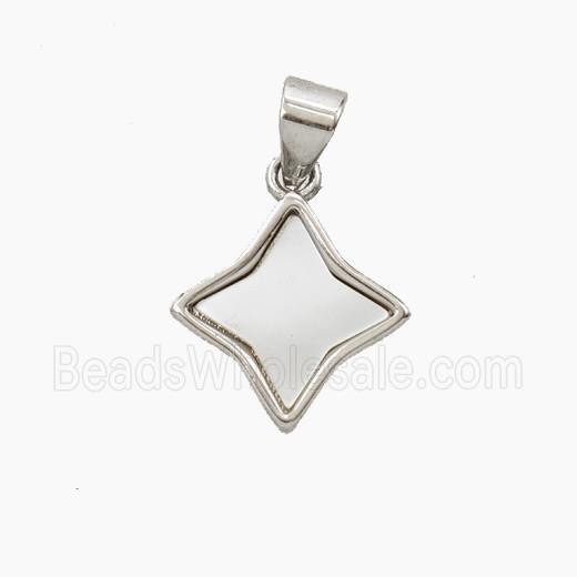 Copper Star Pendant Pave Shell Platinum Plated