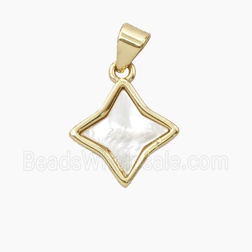 Copper Star Pendant Pave Shell Gold Plated
