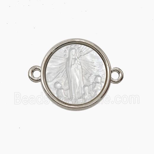 Copper Connector Pave Shell Jesus Platinum Plated