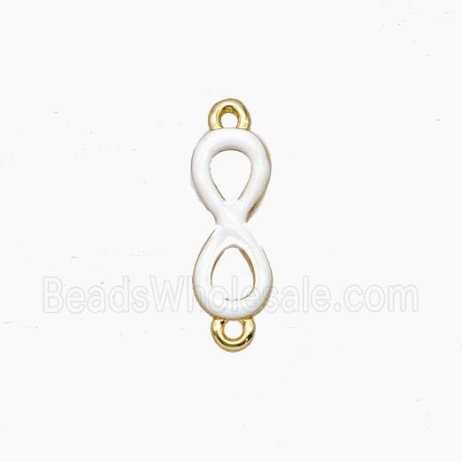 Copper Infinity Connector White Enamel Gold Plated