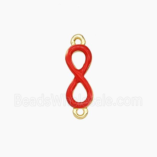 Copper Infinity Connector Red Enamel Gold Plated
