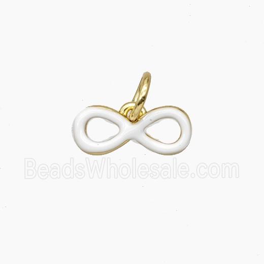 Copper Infinity Pendant White Enamel Gold Plated