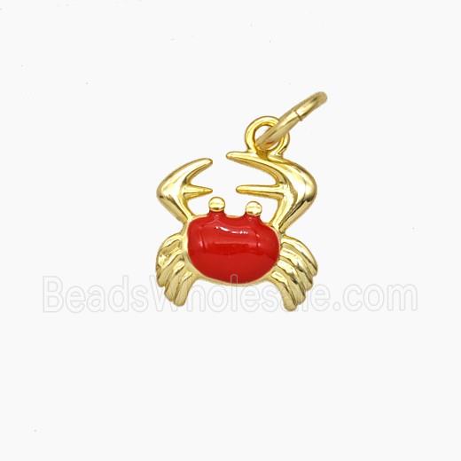 Copper Crab Pendant Red Enamel Gold Plated