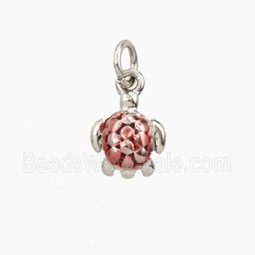 Copper Tortoise Pendant Painted Platinum Plated