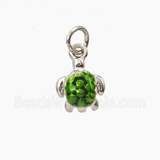 Copper Tortoise Pendant Painted Platinum Plated