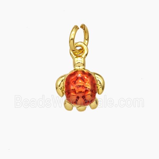 Copper Tortoise Pendant Painted Gold Plated