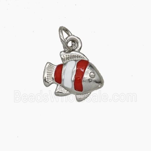 Copper Fish Pendant Enamel Platinum Plated
