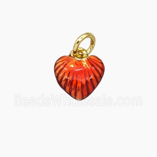 Copper Heart Pendant Red Painted Gold Plated