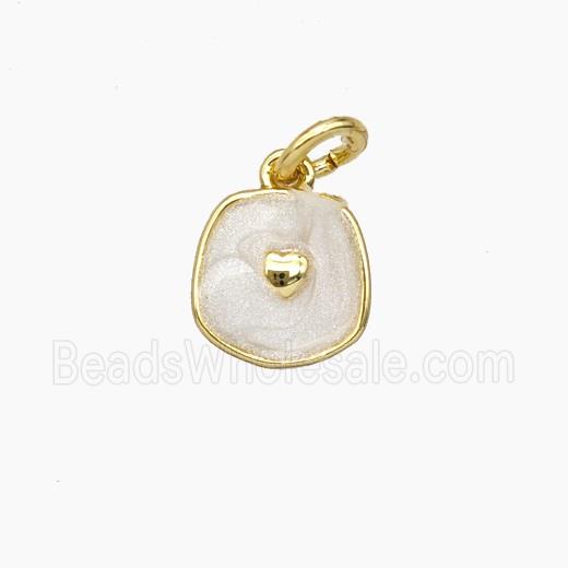 Copper Heart Pendant White Enamel Gold Plated