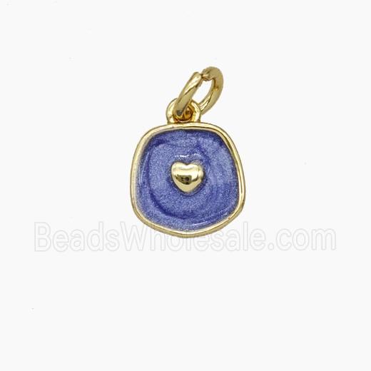 Copper Heart Pendant Lavender Enamel Gold Plated