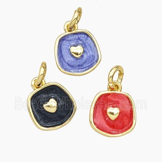 Copper Heart Pendant Enamel Gold Plated Mixed