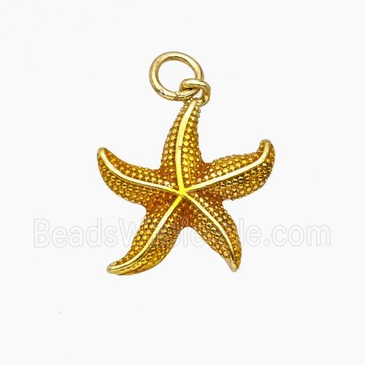 Copper Starfish Pendant Yellow Painted Gold Plated