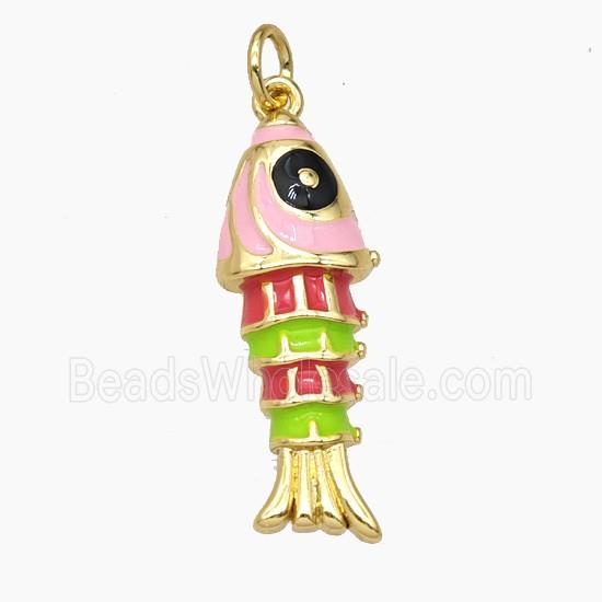 Copper Fish Pendant Multicolor Enamel Gold Plated