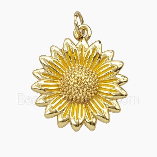 Copper Sunflower Pendant Gold Plated