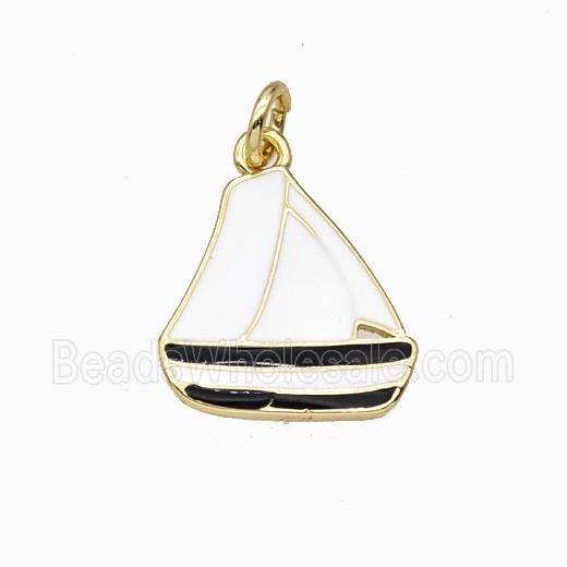 Copper Sailboat Pendant Enamel Gold Plated